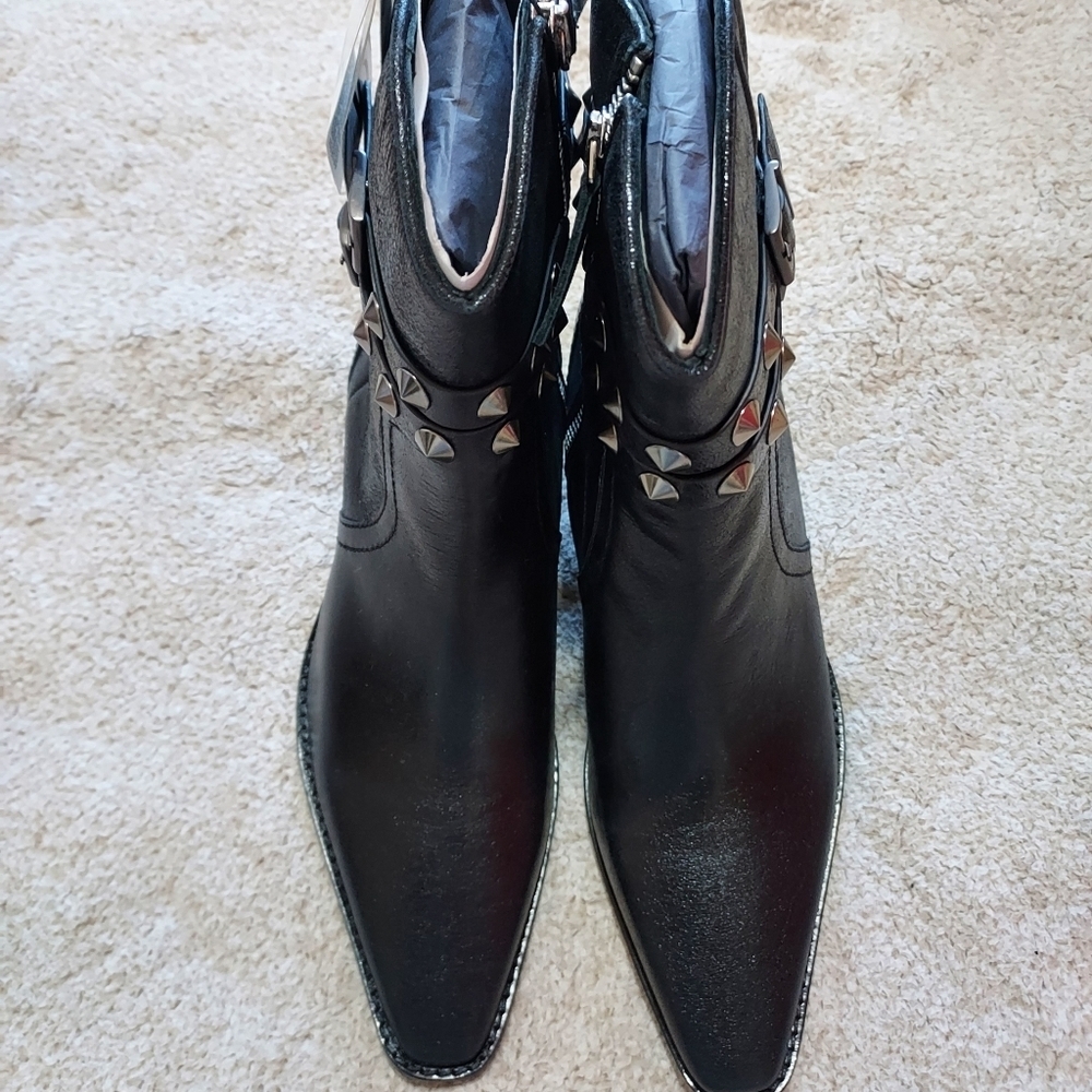Zara Leather strap studded Cowboy Ankle Boots - Picture 11 of 14